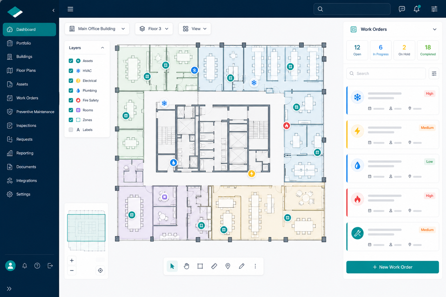 FMX interactive floor plan mapping interface